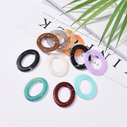 Mixed Color Oval Imitation Gemstone Acrylic Linking Rings, Mixed Color, 37x28x3.5mm, about 250pcs/500g