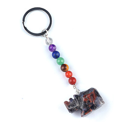Джаспер Кунжут Брелок из кунжута яшмы, с кварцевым резонатором, аметист, ляпис, авантюрин, красный агат, красная яшма, носорог, 10 см