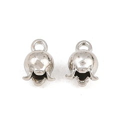 Platinum Alloy Charms, Flower Bud Charms, Rack Plating, Cadmium Free & Lead Free, Platinum, 6x4.5mm, Hole: 1.2mm