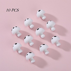 Blanco 10piezas de cuentas focales de silicona en forma de hongo, blanco, 18 mm, agujero: 2 mm