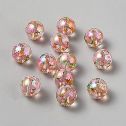 Clear Printed Transparent Acrylic Beads, Round with Strawberry, Clear, 16x15mm, Hole: 2.5mm