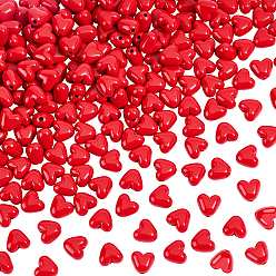 Красный 240 непрозрачные акриловые бусины, сердце, красные, 9.5x10.5x7 мм, отверстие : 1.8 мм