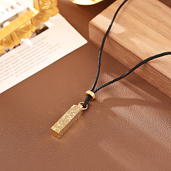Black Brass Rectangle Bar Pendant Necklaces, Golden, Black, 30.71 inch(78cm)