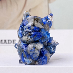 Ляпис-Лазурь Природные лазурит украшения дисплей, украшения для домашнего офиса из смолы, лиса, 40x35 мм