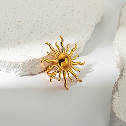 Настоящее золото 14K 304 кольца из нержавеющей стали для женщин, солнце, реальный 14 k позолоченный, 39.5x39.5 мм, внутренний диаметр: 17 мм