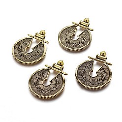 Antique Golden Tibetan Style Alloy Big Pendants, Flat Round with Infinity, Antique Golden, 55x40x7mm, Hole: 3.5mm