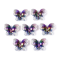 Фиолетовый УФ-покрытие, напечатанное на непрозрачных акриловых бусинах, радужный, бабочка, фиолетовые, 17.5x21x7 мм, отверстие : 1.8 мм