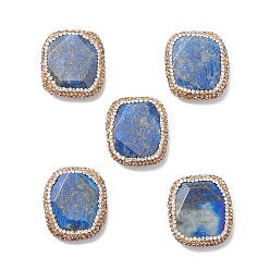 Lapis Lazuli Natural Lapis Lazuli Beads, with Polymer Clay Rhinestone, Faceted, Nuggets, 29.5~31x26~27x7~9mm, Hole: 1mm