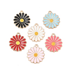(52) Непрозрачная лаванда Подвески из эмали и сплава, цветок, золотые, разноцветные, 21x18.5x2 мм, отверстие : 1.6 мм