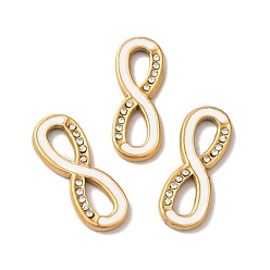 Золотой Ионное покрытие (ip) 304 подвески из эмали из нержавеющей стали, с кристально горный хрусталь, бесконечность ссылки, золотые, 20x7.5x2 мм, отверстие : 3x6 мм