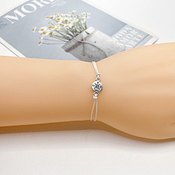 Белый Сплав ссылка браслеты, Браслеты из вощеного шнура, плетеные для женщин и мужчин, для дружбы., компас, античное серебро, белые, 6.30~11.81 дюйм (16~30 см)