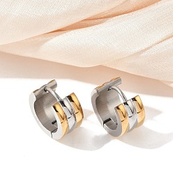 Золотой & Цвет Нержавеющей Стали 304 серьги-кольца из нержавеющей стали с эффектом полировки, ионное покрытие (ip), золотые и нержавеющая сталь цвет, 13x7 мм