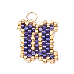 Letter W Бисер ручной работы миюки, ткацкий узор с буквами подвески, с 304 кольцами из нержавеющей стали, Буква W, 15.5x14.5x2 мм, отверстие : 2.5 мм