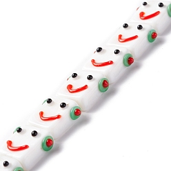 White Handmade Lampwork Beads Strands, Robot Head, White, 13.5~14x10~17x7~8mm, Hole: 1mm, about 20pcs/strand, 11.30 inch(28.7cm)