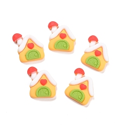 Mixed Color Resin Cabochons, Christmas Theme, House, Mixed Color, 22x20x5.5mm