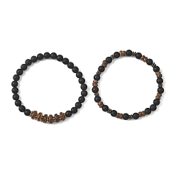 Кокосово-Коричневый 2 шт. 2 стили браслеты из кокоса и натурального черного агата для женщин, кокосового коричневый, бусина : 6.5~8.5x2.5~6 mm, внутренний диаметр: 2-1/4~2-1/4 дюйм (5.75~5.8 см)