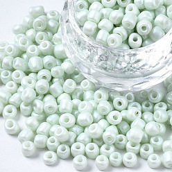 Honeydew 6/0 Glass Seed Beads, Baking Paint, Round Hole, Round, Honeydew, 4~5x3~5mm, Hole: 1.2~1.5mm, about 4500pcs/Pound