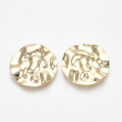 Real 18K Gold Plated Brass Pendants, Flat Round, Nickel Free, Real 18K Gold Plated, 28x1mm, Hole: 1mm