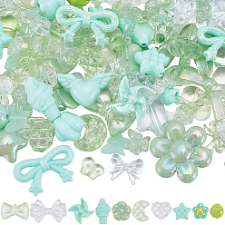 Зеленый лайм 150шт. непрозрачные и прозрачные акриловые бусины, разнообразные, зеленый лайм, 7.5~33x7.5~43.5x4.5~16 мм, отверстие : 1.2~4 мм