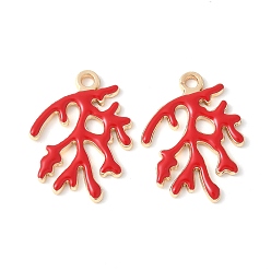 Красный Подвески из эмали и сплава, ветки прелести, стойки покрытие, без кадмия, без никеля и без свинца, красные, 21.5x15.5x1.5 мм, отверстие : 1.6 мм