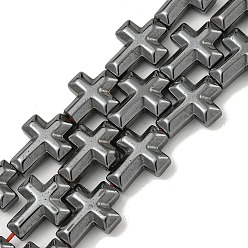 Немагнитные Гематит Немагнитные синтетический гематит бисер пряди, крестик, 10x8x3 мм, отверстие : 1 мм, около 39 шт / нитка, 15.55'' (39.5 см)