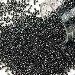 (344) Inside Color Crystal/Black TOHO Round Seed Beads, Japanese Seed Beads, (344) Inside Color Crystal/Black, 15/0, 1.5mm, Hole: 0.7mm, about 15000pcs/50g