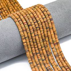 Океанический Джаспер Нити бусин из натуральной желтой океанической яшмы, матовые, дисковые бусы, Heishi бусы, 4x1.5 мм, отверстие : 0.8 мм, около 239~241 шт / нитка, 15.35 дюйм (39 см)