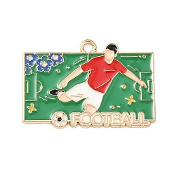 Football Подвески из спортивного сплава с эмалью, золотые, футбол, 21.5x31x1.5 мм, отверстие : 2 мм
