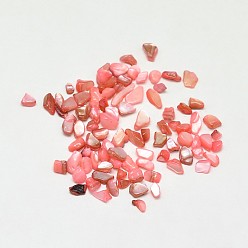 Лосось Крашеные натуральные пресноводные ракушки, осколки оболочки, без отверстия , salmon, 2~7x2~5 мм, около 10600 шт / 500 г