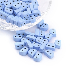 Light Sky Blue Spray Painted Alloy Multi-Strand Links, For Tile Elastic Bracelets Making, Half Round, Light Sky Blue, 6x8.5x4mm, Hole: 1.2mm