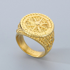 Anchor & Helm Хип-хоп стиль 304 перстни из нержавеющей стали для мужчин, золотые, якорь и штурвал, размер США 9 (18.9 мм)