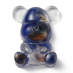 Натуральный Агат Украшения дисплей смолы, с натуральной агатовой крошкой внутри, медведь, 53.5~53.8x41~41.5x17.5~21 мм