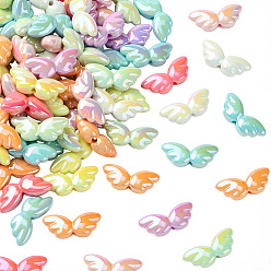 (52) Непрозрачная лаванда 100 шт. непрозрачных акриловых бусин с УФ-покрытием, радужный, крылья, разноцветные, 9.5x21.5x6.5 мм, отверстие : 1.8 мм