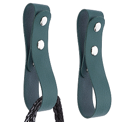 Dark Sea Green PU Leather Horsewhip Storage Strap, with Alloy Button, Dark Sea Green, 365x30x6.3mm