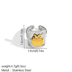 Golden & Stainless Steel Color 304 Stainless Steel Cuff Open Rings, Shell Shape, Two-Tone Ring, Golden & Stainless Steel Color, 18mm, Inner Diameter: 19mm