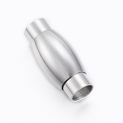 Нержавеющая Сталь Цвет Устойчивые к потускнению гладкие 304 магнитные застежки из нержавеющей стали с вклеиваемыми концами, овальные, цвет нержавеющей стали, 19.5x8.5 мм, отверстие : 5 мм