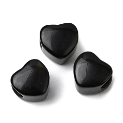 Обсидиан Натуральный обсидиан европейские бусины, сердце крупные бусины отверстие, 13x14.5~15x10.5~11 мм, отверстие : 5.5~5.6 мм