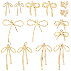Настоящее золото 18K 14 шт 7 стильные латунные подвески из прозрачного кубического циркония с микропаве, без никеля , бантом, реальный 18 k позолоченный, 19x13x2.5 мм, отверстие : 1 мм, 2 шт / стиль
