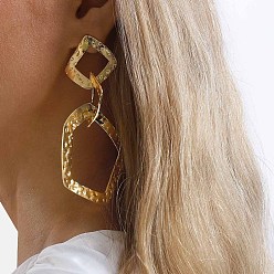 Golden Alloy Stud Dangle Earrings for Women, Rhombus, Golden, 92x46mm