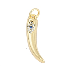 Настоящее золото 18K Латунные микропаве прозрачные подвески с фианитом, уголок с подвесками в виде глаз, без кадмия и без свинца, долговечный, стойки покрытие, с целью перехода в кольце, реальный 18 k позолоченный, 20x4.5x4 мм, отверстие : 3 мм