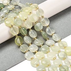 Новый Нефрит Новых природных нефрита нитей бисера, с бисером, плоско-круглые, 9.5~10.5x4~5 мм, отверстие : 0.8 мм, около 32 шт / нитка, 15.47'' (39.3 см)