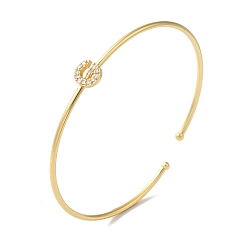 Letter G Браслеты на открытой манжете с прозрачным покрытием из латуни с микро-паве и кубическим цирконием, браслеты с крутящим моментом для женщин, реальный 18 k позолоченный, без свинца и без кадмия, Буква G, внутренний диаметр: 1-7/8x2-1/4 дюйм (4.8x5.8 см)