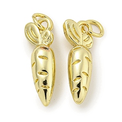 Настоящее золото 18K Латунные подвески, с прыжковых колец, без кадмия и без свинца, долговечный, морковь, реальный 18 k позолоченный, 18.5x6.5x5 мм, отверстие : 3 мм