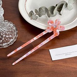 Лосось Вилки для волос из ацетата целлюлозы, аксессуары для волос со стразами для женщин и девочек, цветок, salmon, 150 мм