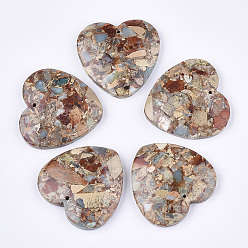Аква Терра Яшма Синтетические подвески Aqua Terra Jasper, сердце, 38.5~39.5x40~40.5x7~7.5 мм, отверстие : 1.4 мм