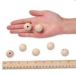 Moccasin Natural Unfinished Wood Beads, Round Wooden Loose Beads Spacer Beads for Craft Making, Macrame Beads, Large Hole Beads, Lead Free, Moccasin, 25mm, Hole: 4.5~5mm