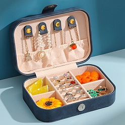 Marine Blue PU Leather Jewerly Storage Boxes, with Magnetic Clasp, Rectangle, Marine Blue, 16x11x5cm