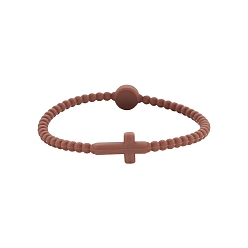 Темно-Красный Детские силиконовые эластичные браслеты с крестом для девочек и мальчиков, темно-красный, 6-7/8 дюйм (17.5 см)