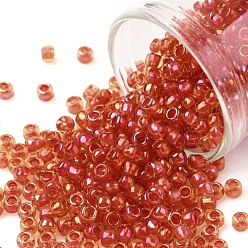 (388) Inside Color Light Topaz/Hyacinth Lined Круглые бусины toho, японский бисер, (388) внутри цветной светлый топаз / гиацинт на подкладке, 8/0, 3 мм, отверстие : 1 мм, Около 1110 шт / 50 г