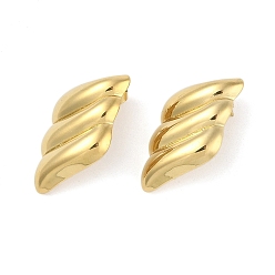 Rhombus Ионное покрытие (ip) 304 серьги-гвоздики из нержавеющей стали для женщин, реальный 18 k позолоченный, ромб, 37x19.5 мм